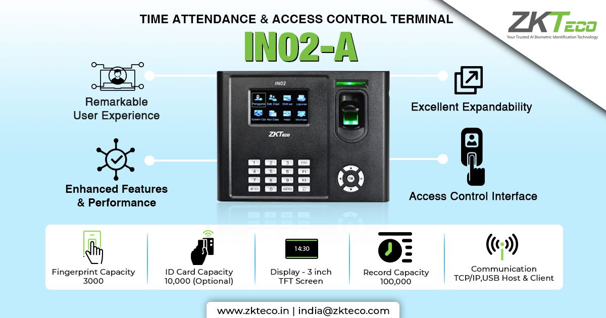 ZKTeco India - IN02-A, The Time Attendance & Access...