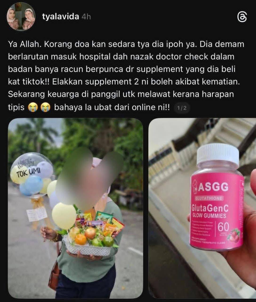 Berdasarkan hasil ujian, produk berkenaan mengandungi bahan aktif glutathione. #malaysiagazette