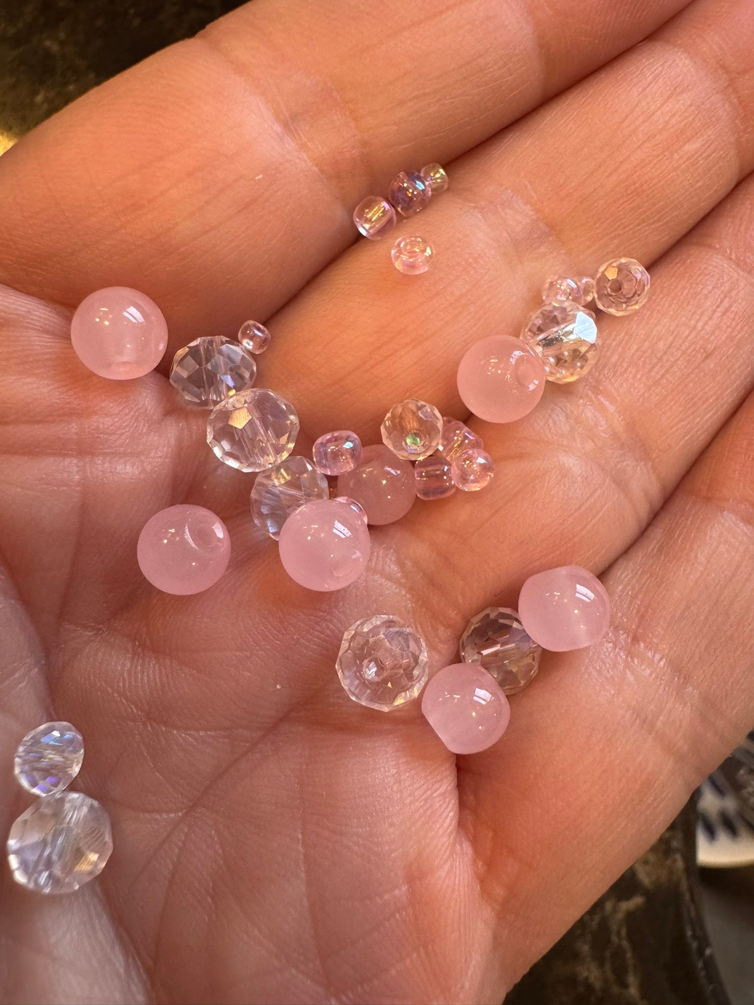Natural 6/8/10mm Pink White Jade Round Gemstone Beaded Necklace Bracelet Set