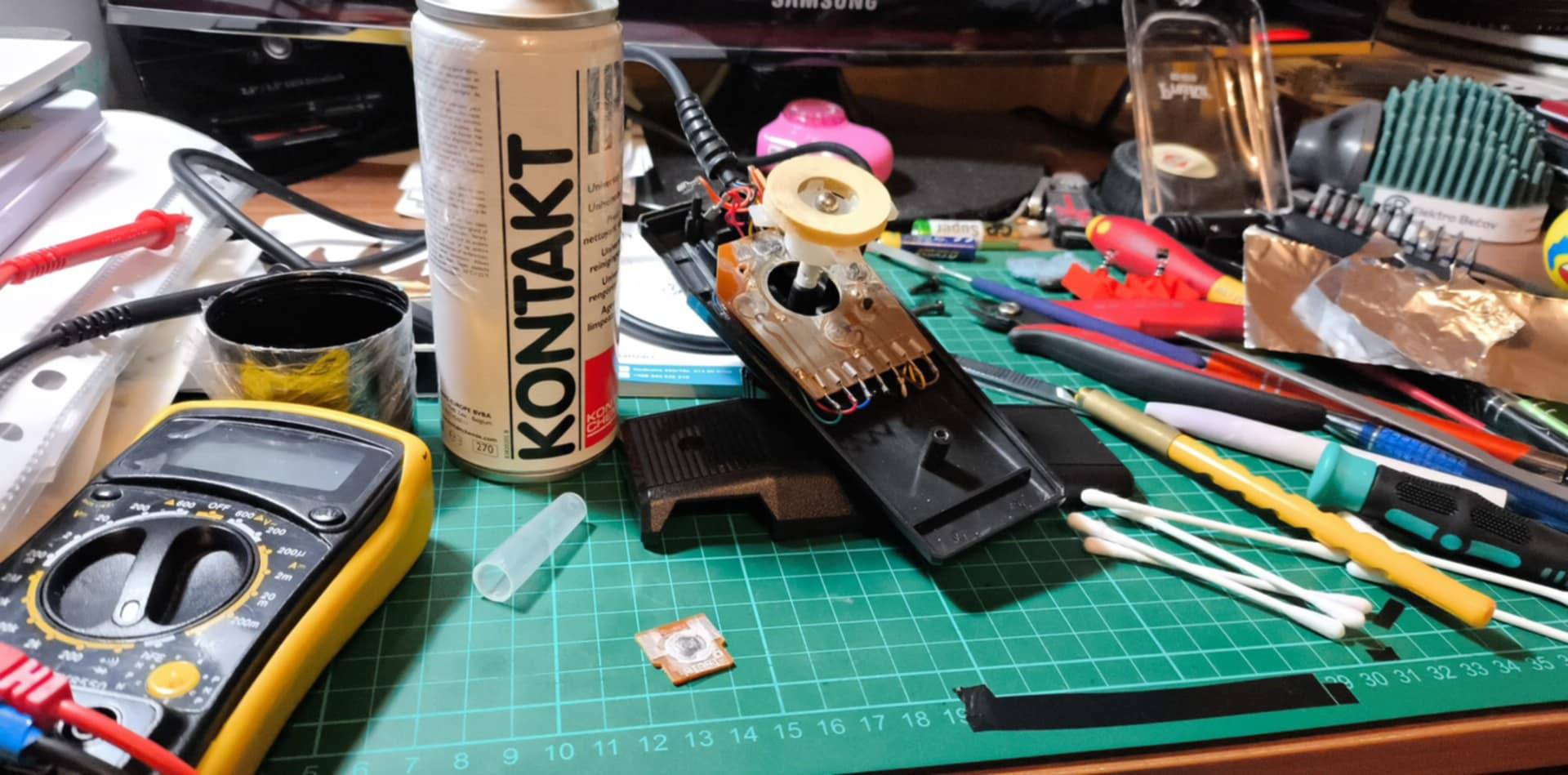 Macgyver repair of CX24 controller buttons. Self-adhesive uluminum 