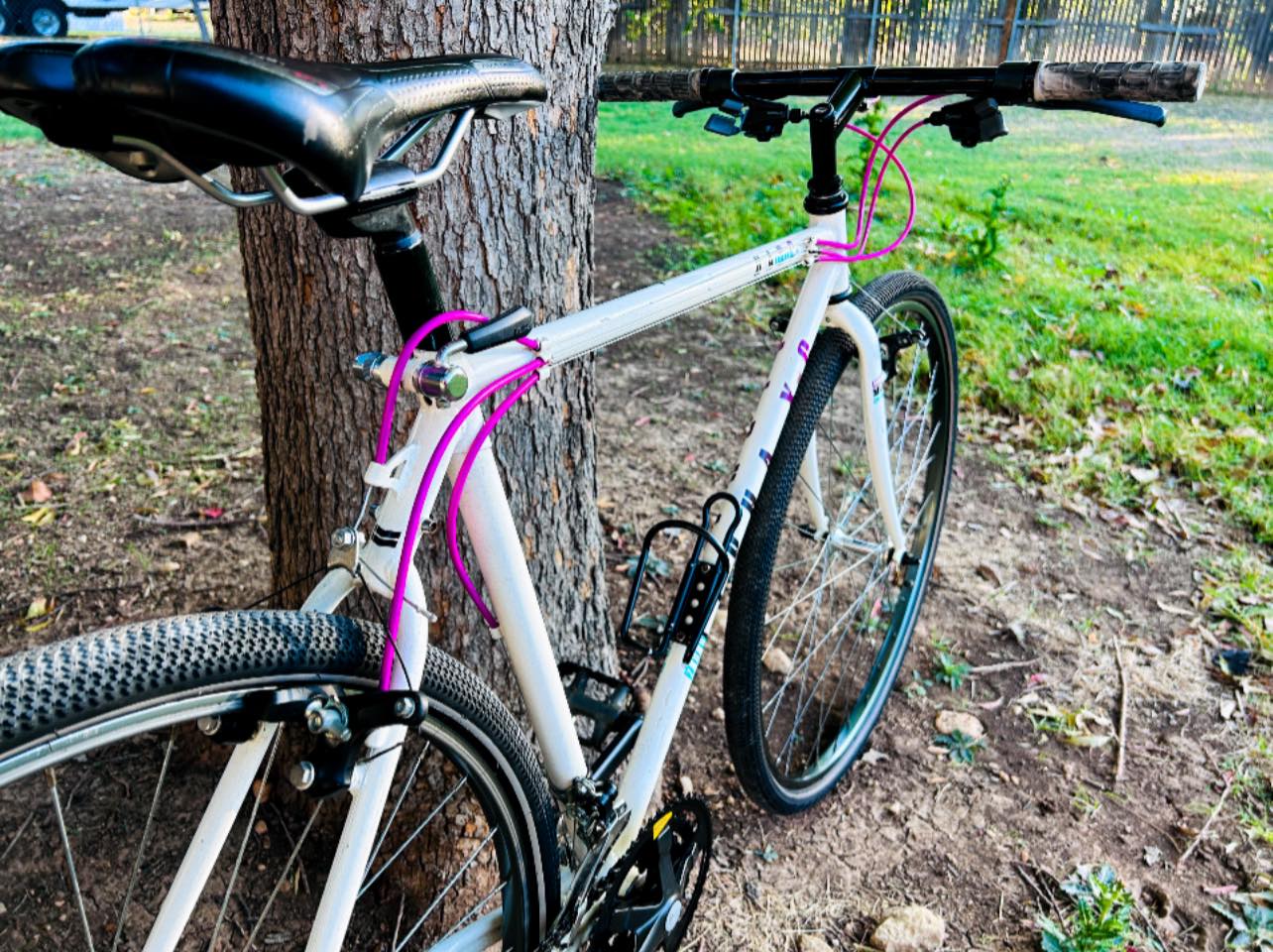 1990 cafe cruiser bicycle with teal and purple color scheme