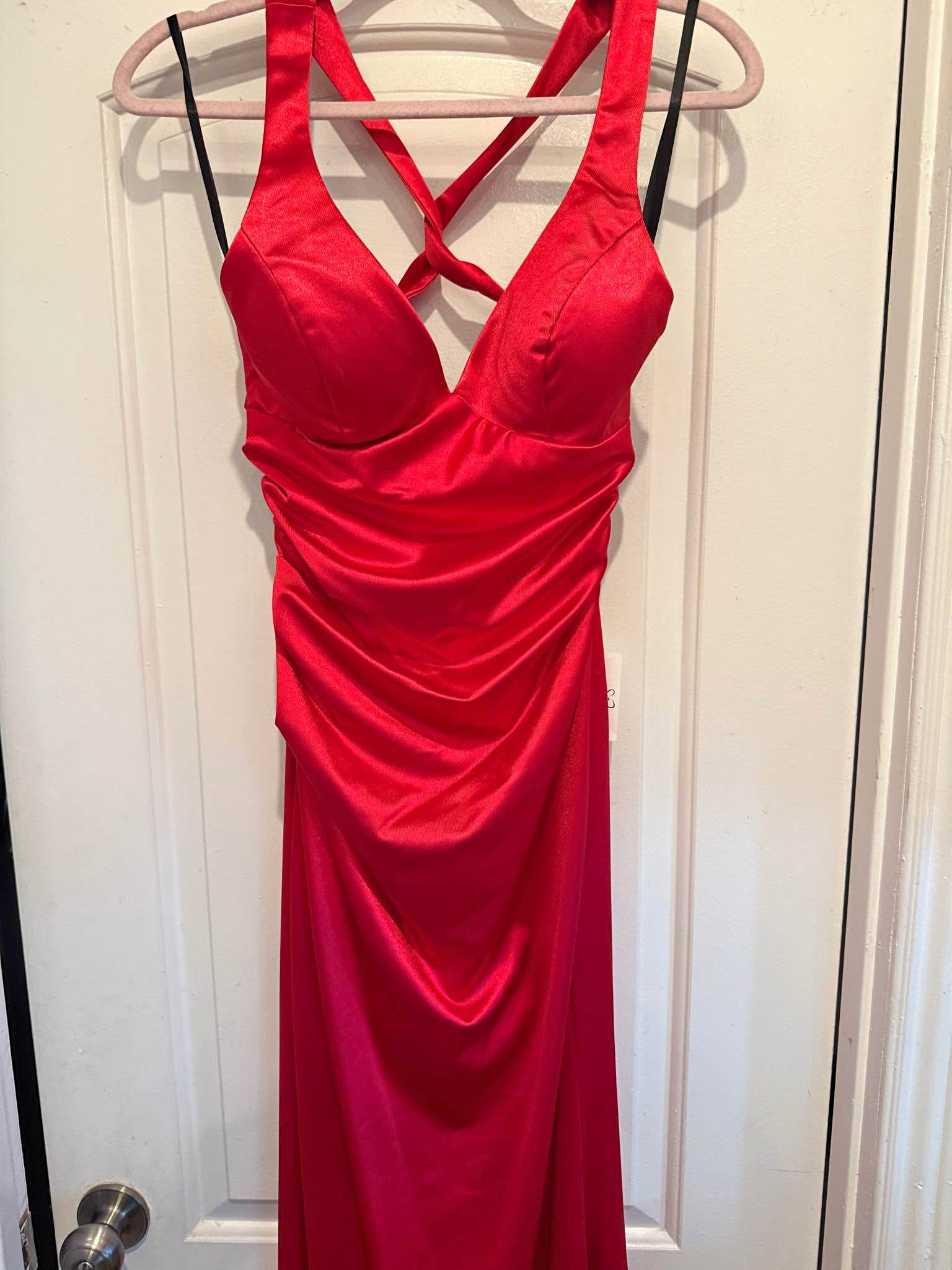 open lace back dress Simple Blue Satin A-line V-neck Long Prom Dresses MP785