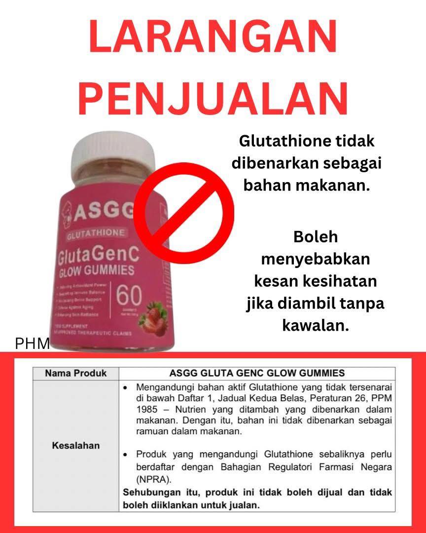 Glutathione — selamat atau tidak? Sebelum membeli mana-mana produk yang mendakwa boleh mencerahkan kulit, pastikan anda semak fakta dan status keselamatannya. ✓ Ubat atau kosmetik yang mengandungi glutathione wajib berdaftar / bernotifikasi