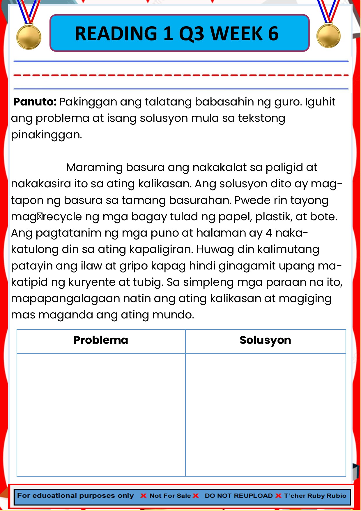 Ruby Rubio - GRADE 1 QUARTER 3 WEEK 6 READING & LITERACY... | Facebook