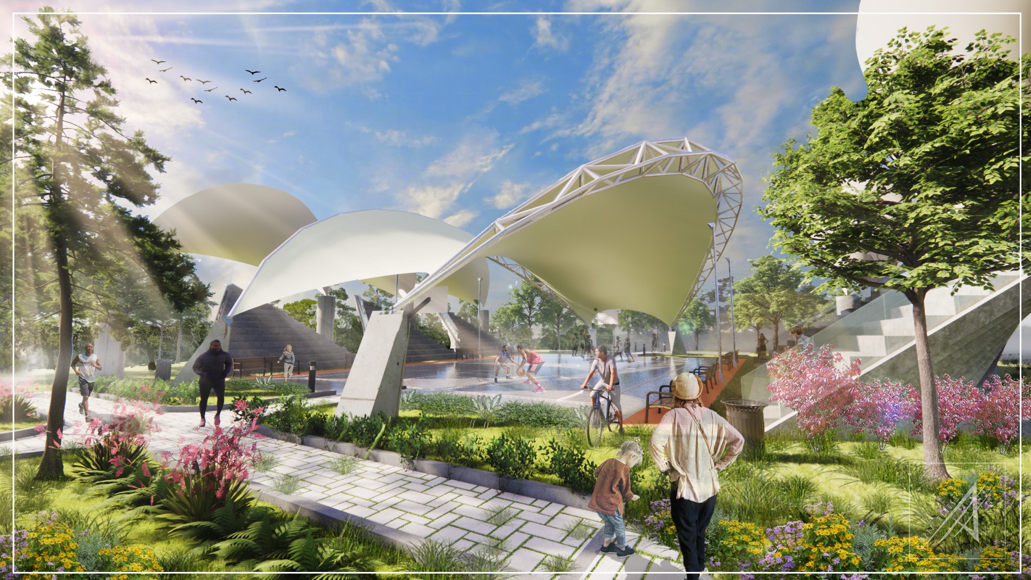 Apex Render - Entourage Practice: Entry 01 Multi-Functional Court # ...