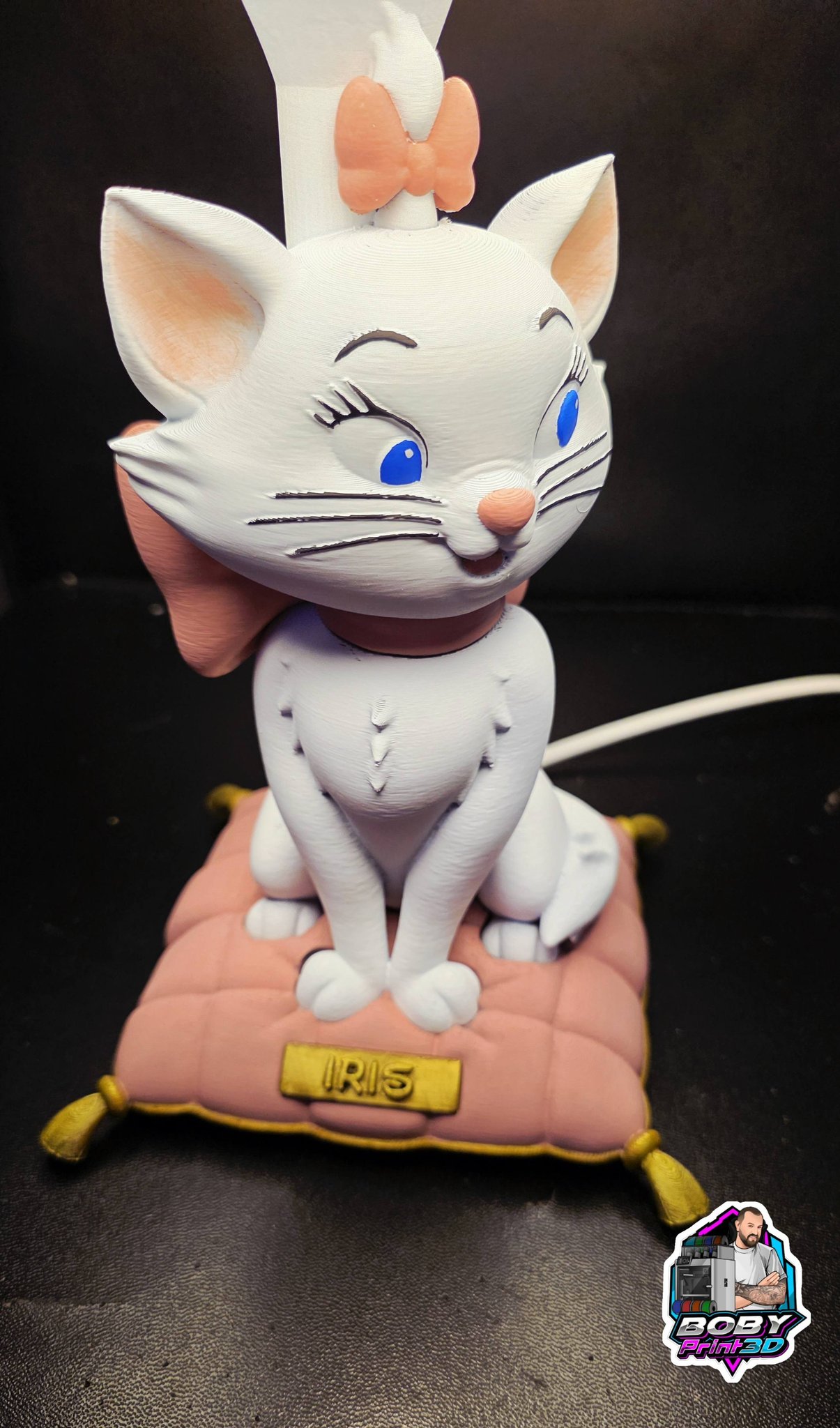 Lampe De Chevet Marie Aristochat Personnalisée – Création Artisanale Française Avec Prénom Enfant, Pied Céramique Blanc
