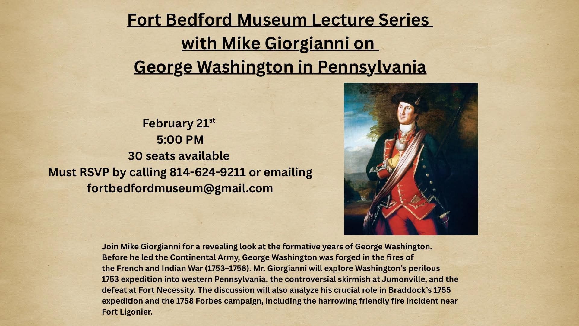 George Washington in Pennsylvania Presentation with Historian Mike ...