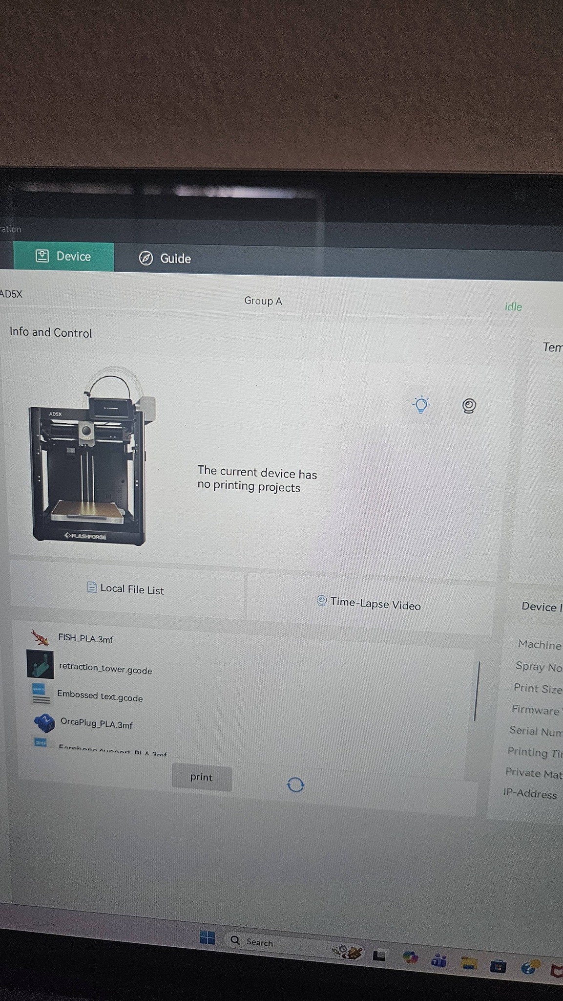 AD5X Flashforge User Group | Getting a no idle devices error on orca ...