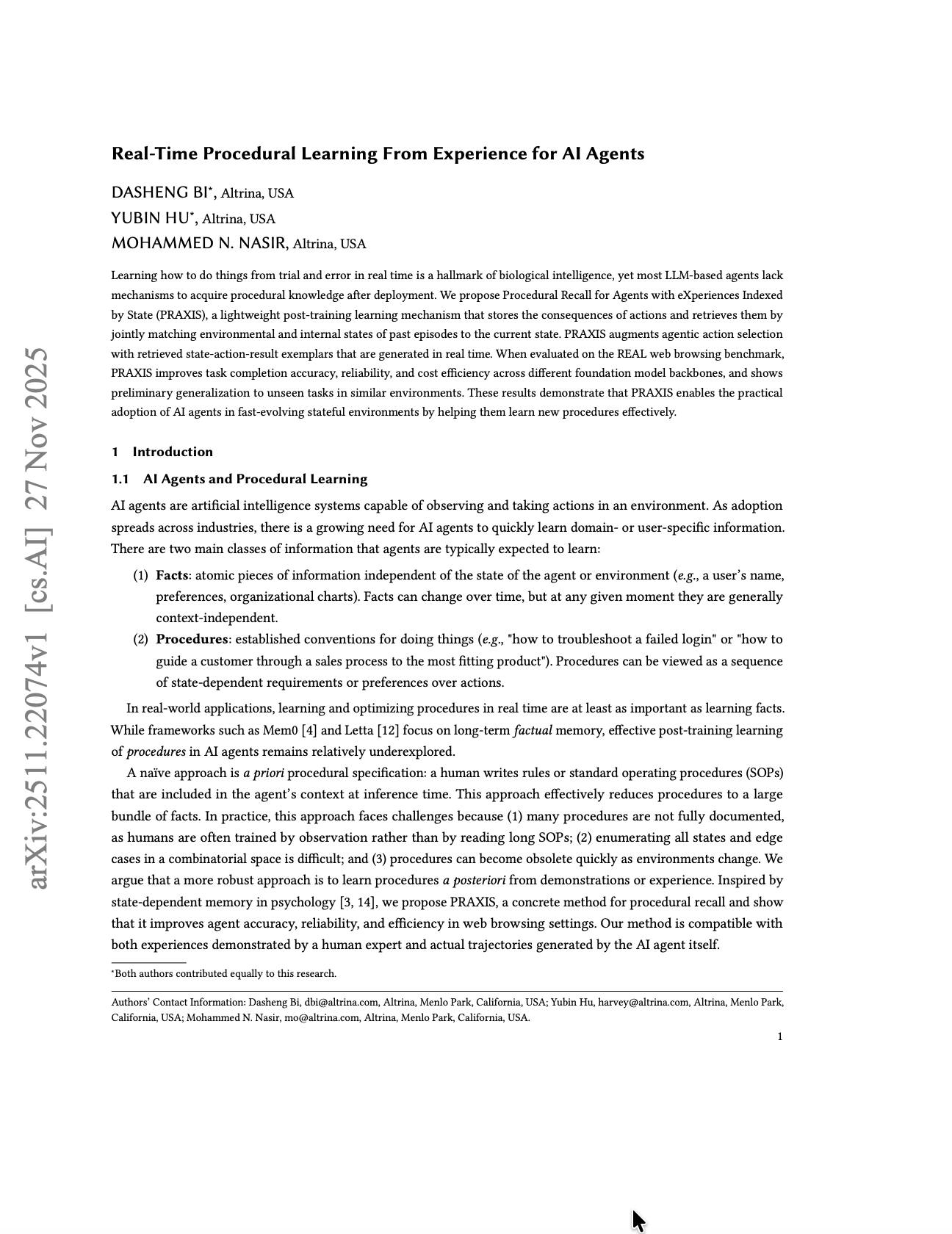 QuébecAI | Real-Time Procedural Learning From Experience for AI Agents ...