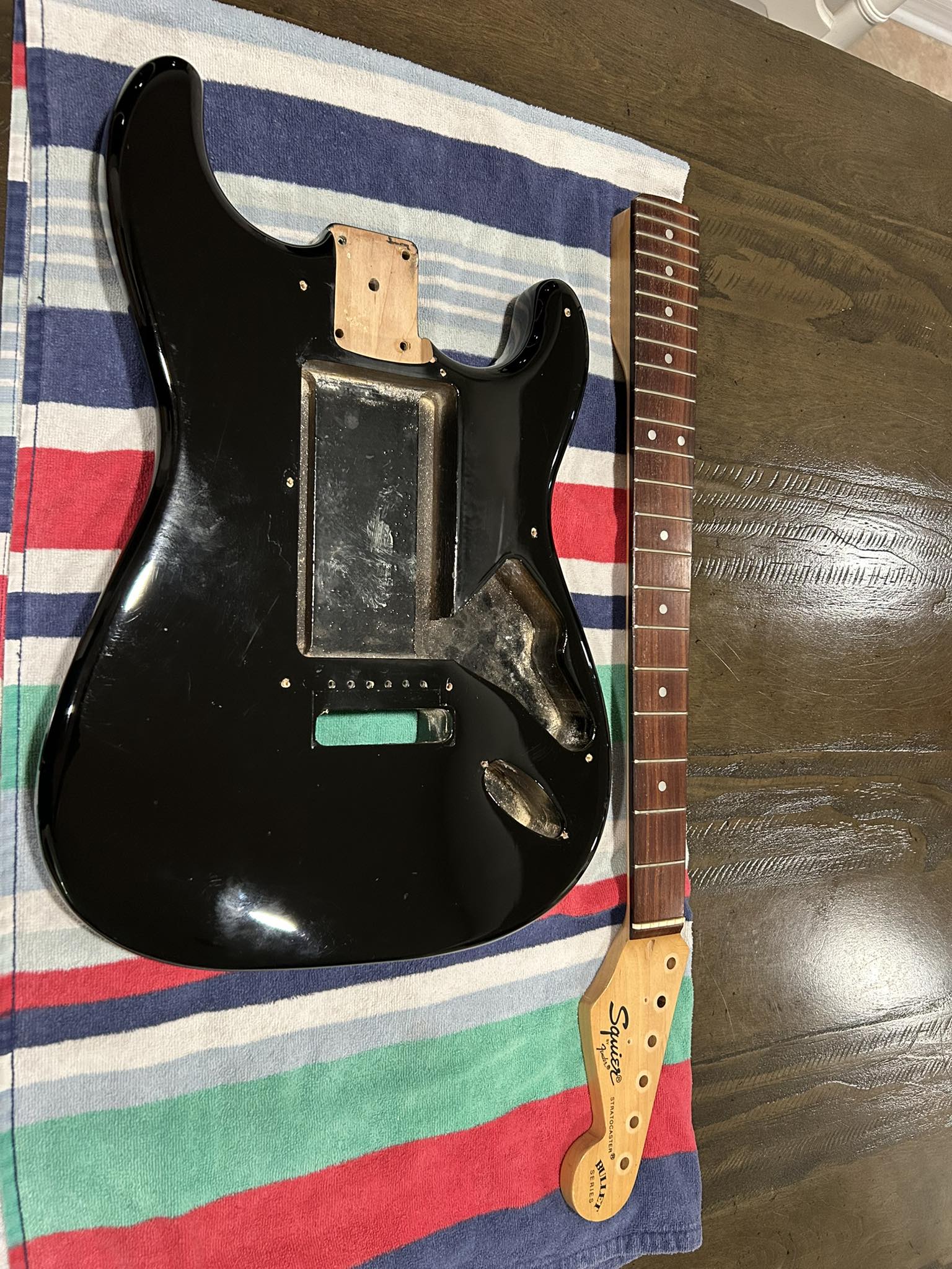 I'm working on finalizing my first Squier Bullet Mustang mod. This
