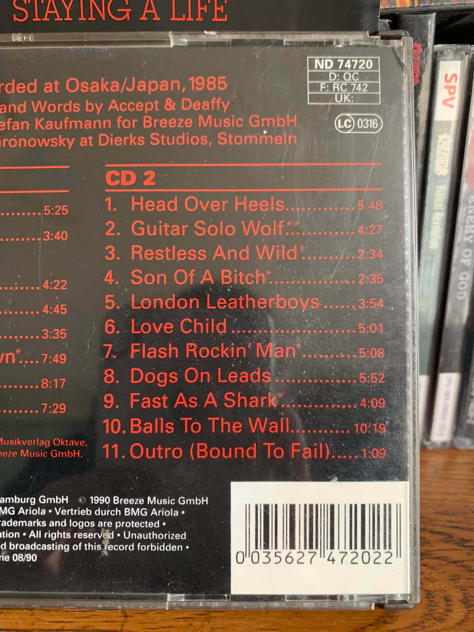 Accept live in Osaka 1985 disc 2