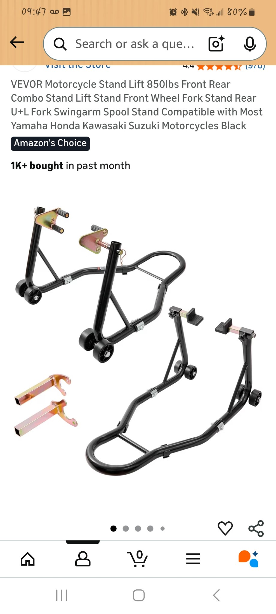 Venom Dolly Stands Front & Rear Combo Motorcycle Wheel Lift Paddock
