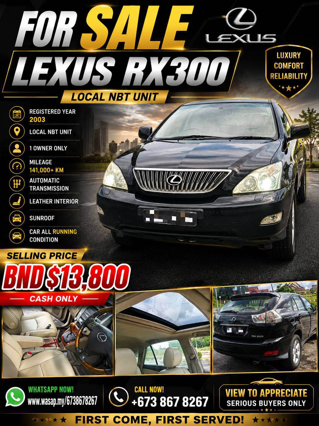 🔥🔥🔥 🚗SELLING LEXUS RX-300 LOCAL NBT:- ✓REGISTER 2003