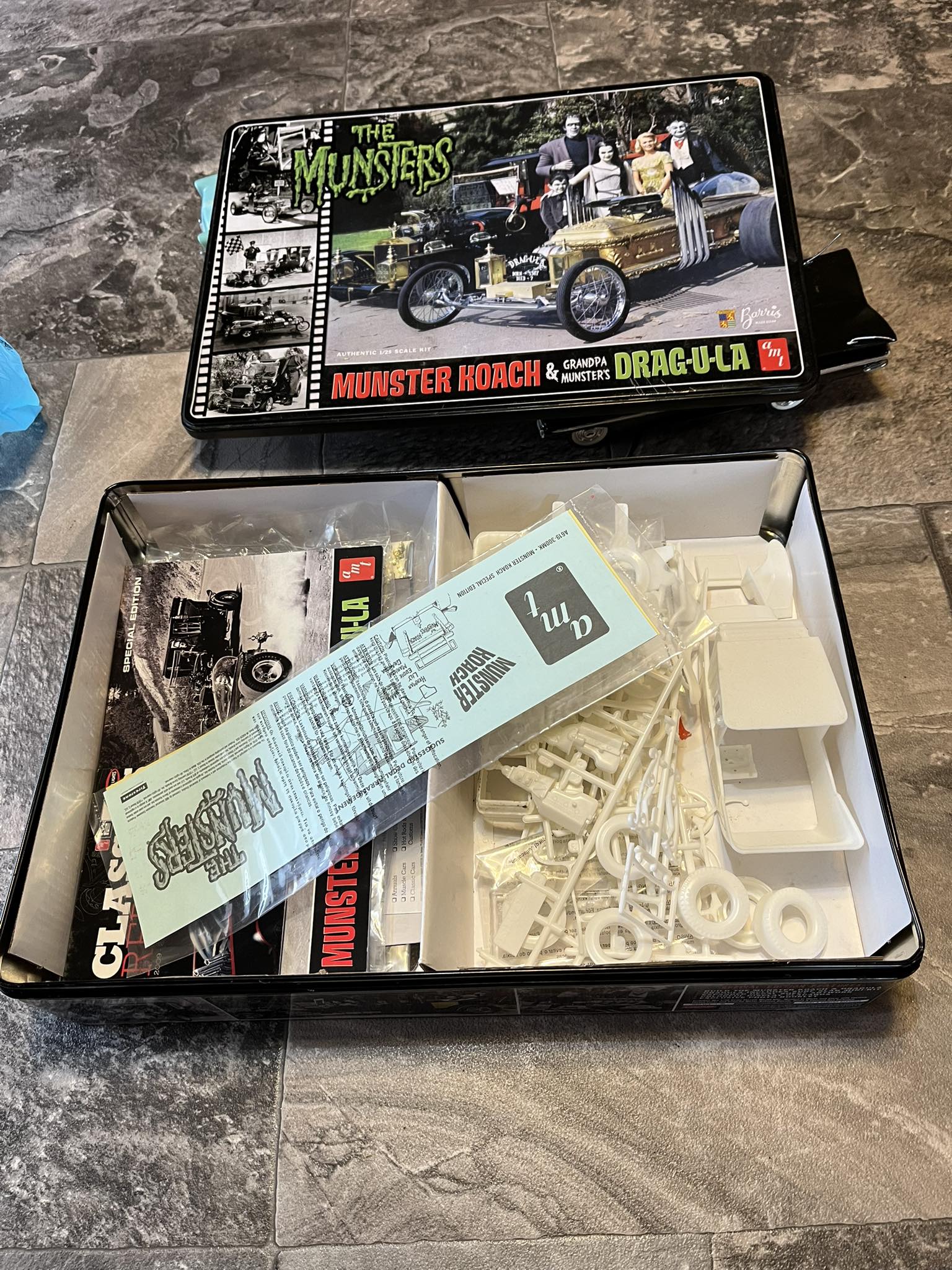 What is The Munster Koach model car kit in a tin box by Round 2 & AMT?