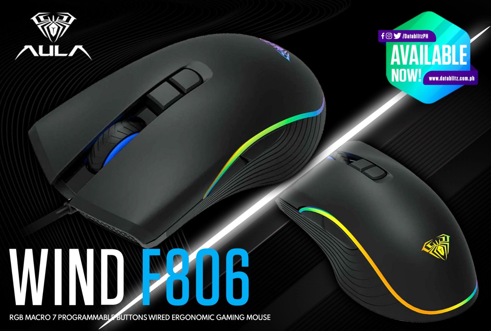 DataBlitz - CONTROL YOUR GAME! Aula Wind F806 RGB Macro 7...