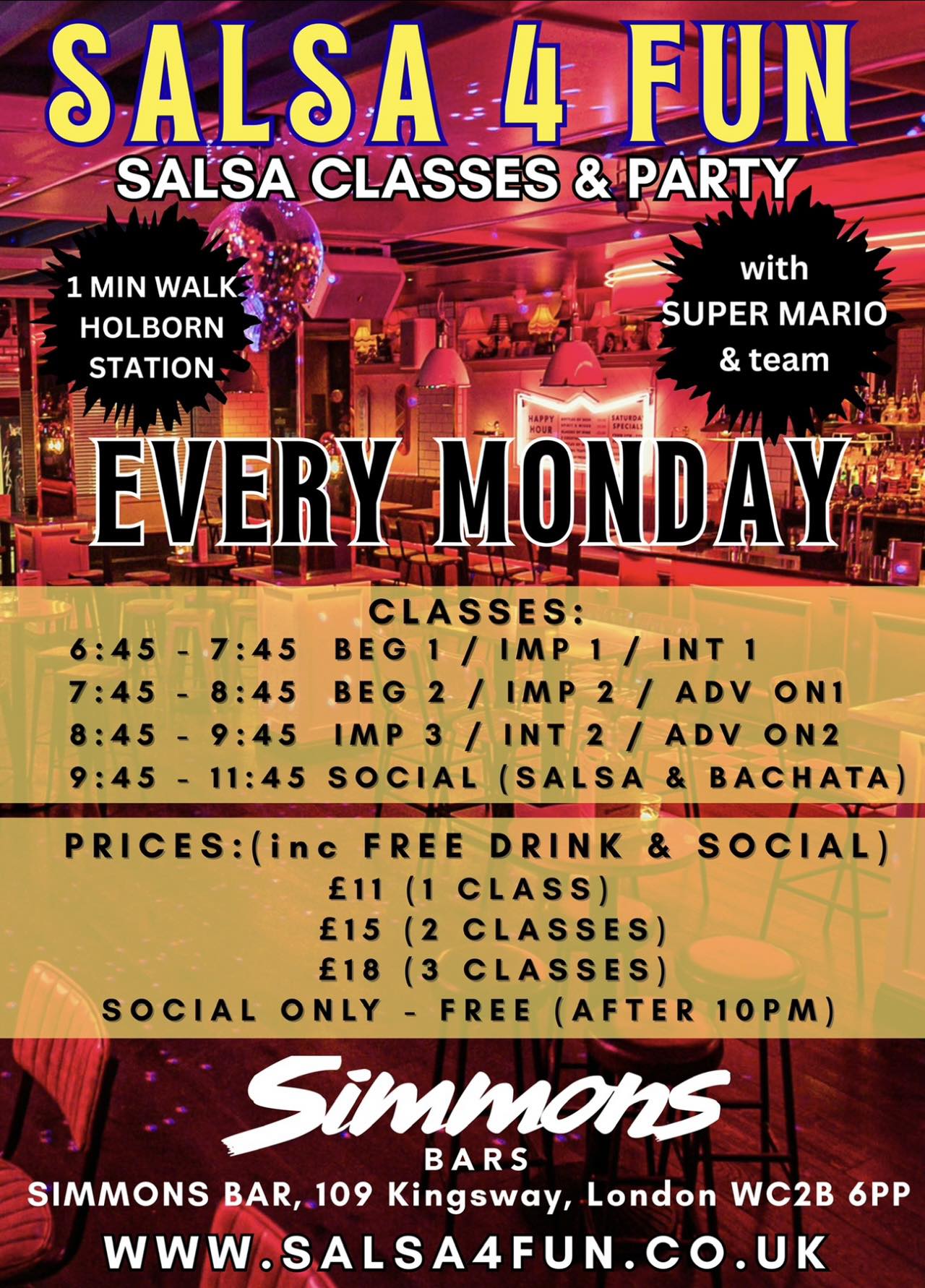 Mario - Our LAST CLASS & SOCIAL for 2025. Mondays at SIMMONS BAR in ...