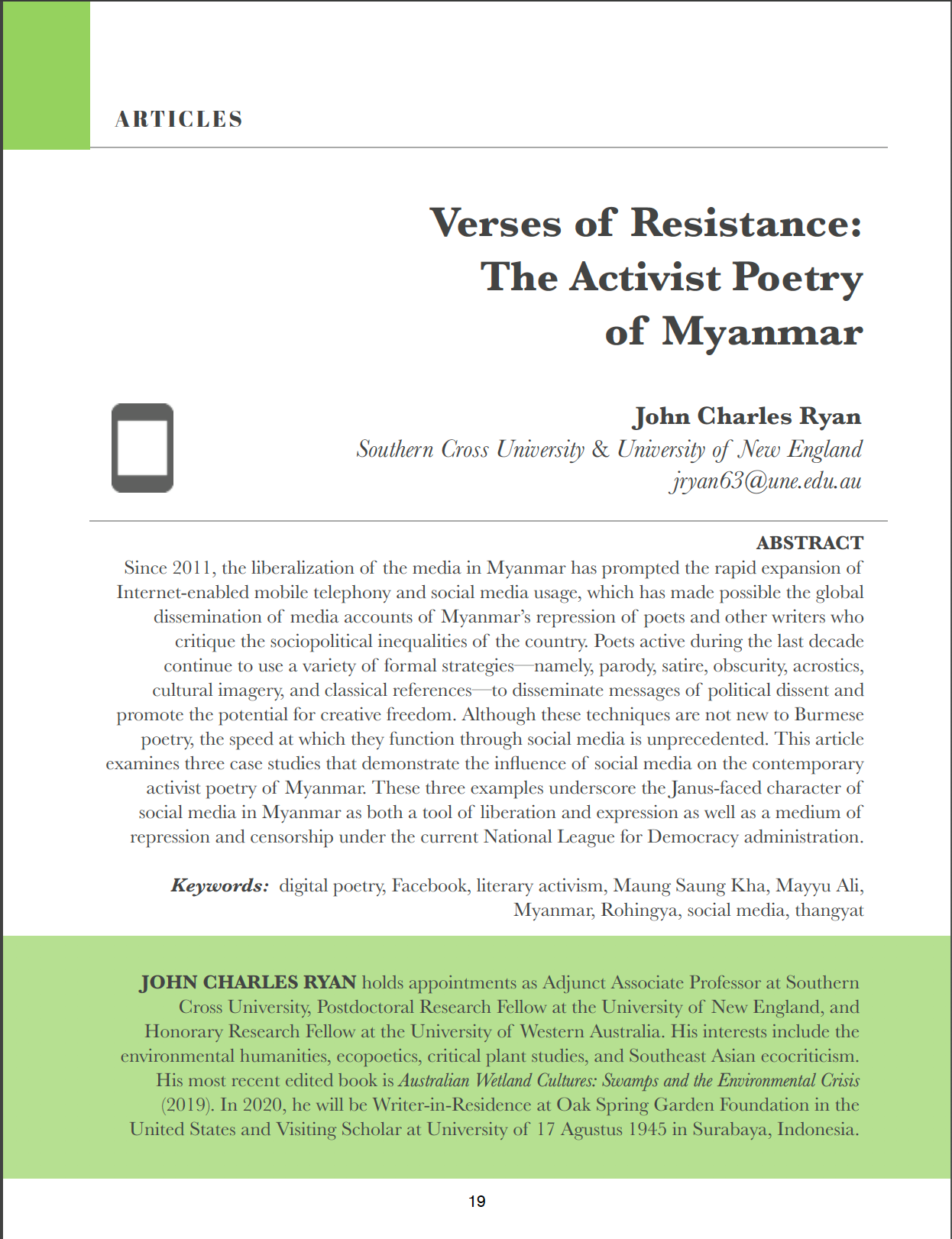 Southeast Asian Media Studies Association - "Verses of Resistance: The ...