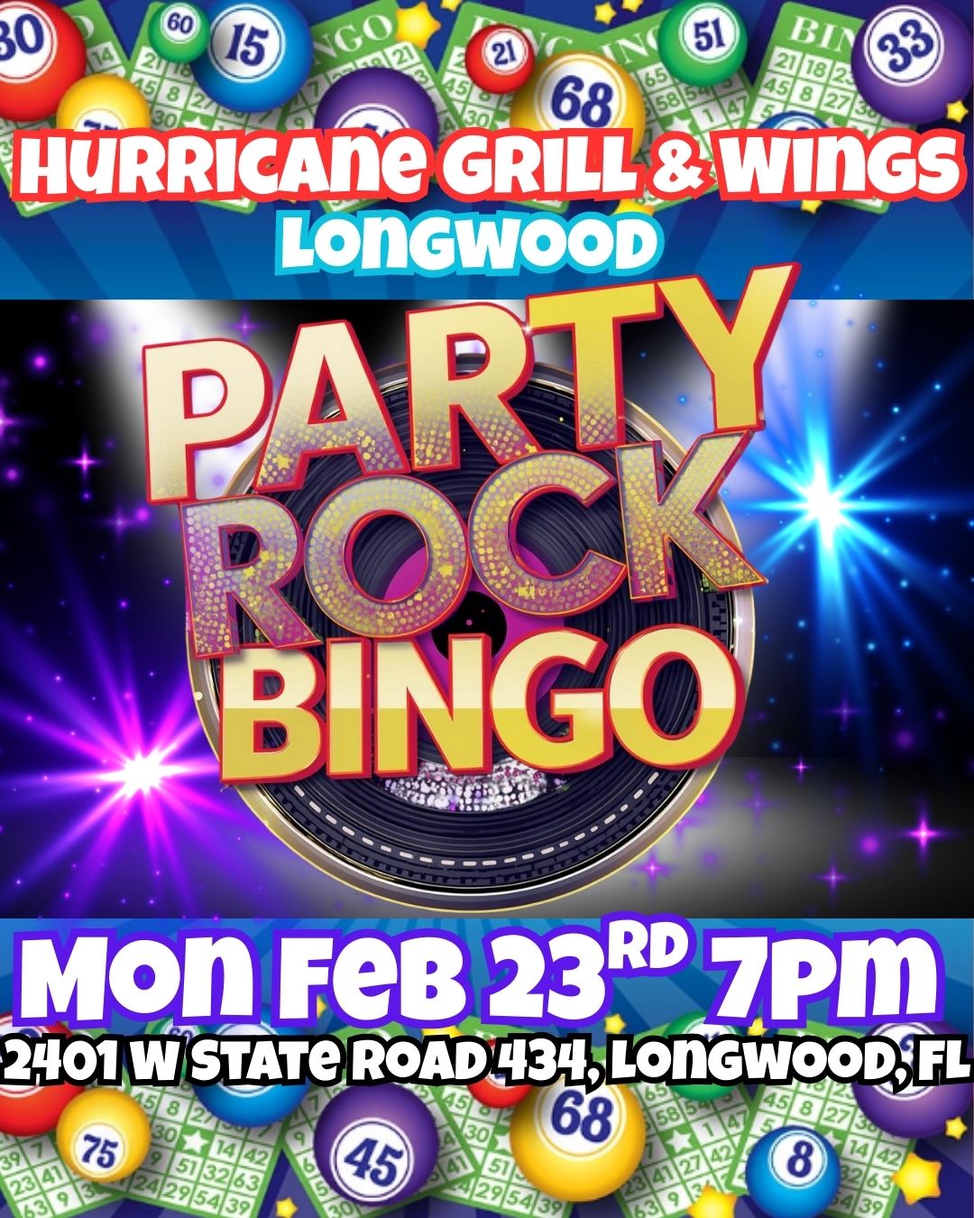 Party Rock Bingo @ Hurricane Grill & Wings Longwood