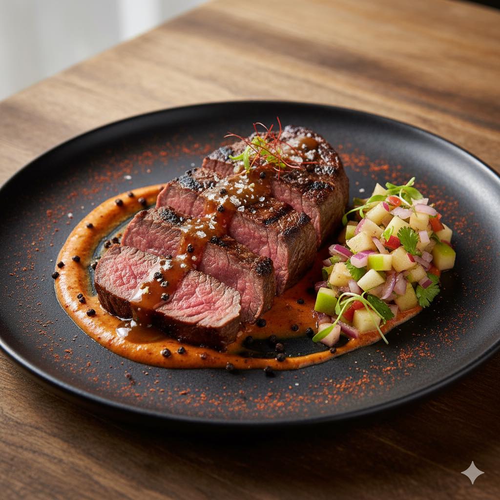 Jocelyn - ## Grilled Ribeye with Gochujang-Peppercorn Cream & Apple ...