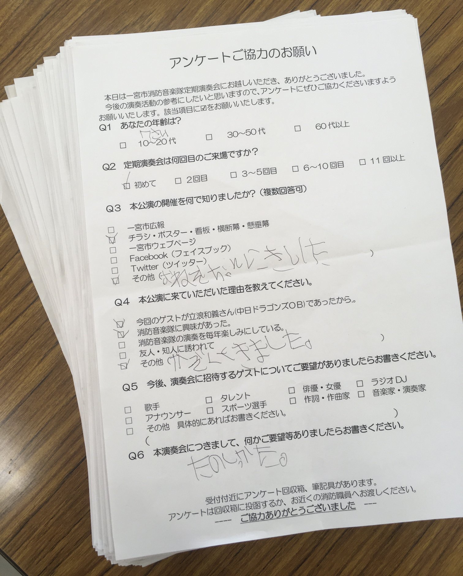 一宮市消防本部 アンケートご協力ありがとうございました 定期演奏会にご来場の皆様 アンケートへのご協力ありがとうございました さらに良い演奏会になるよう活用させていただきます ちいさなおきゃくさまへ きてくれてありがとう