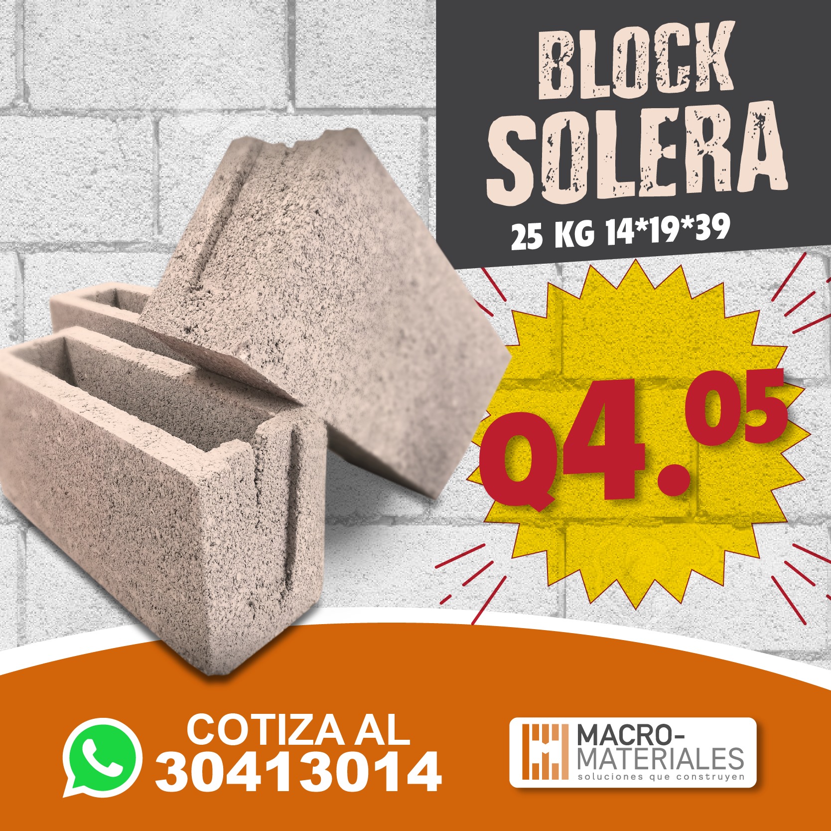 Macromateriales - ⚠️⚠️BLOCK SOLERA 25KG A SUPER PRECIO... | Facebook
