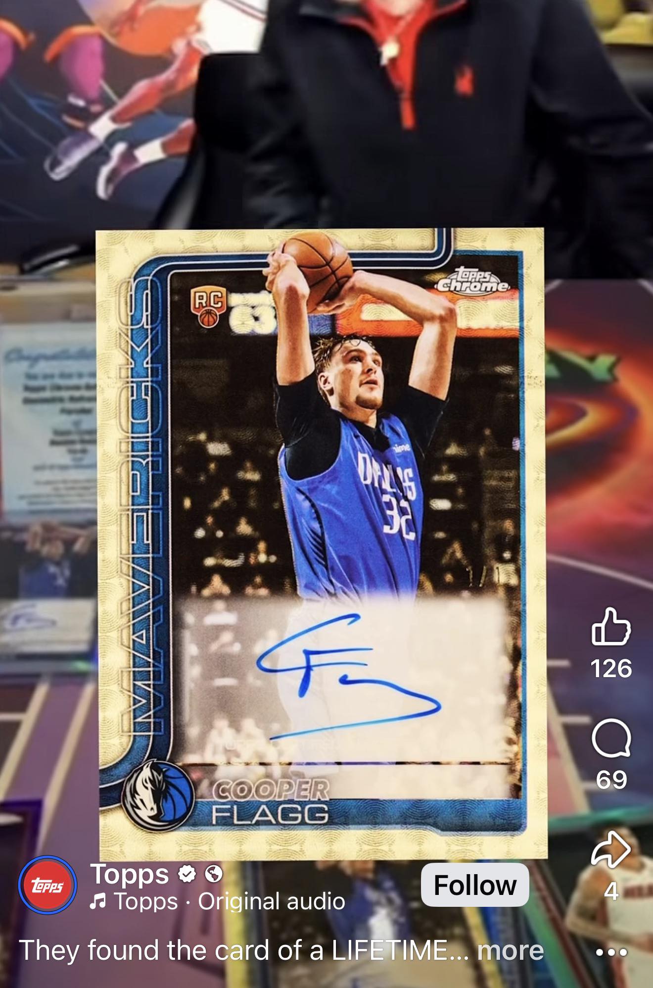 Lucky pull of Cooper Flagg RC card from Topps Chrome megas
