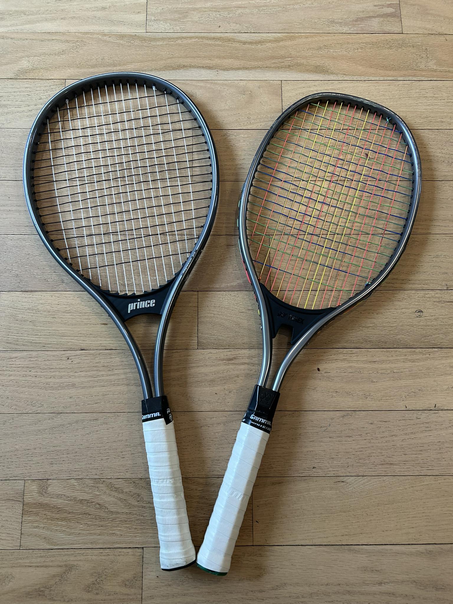 Prince Magnesium Pro and Yonex aluminum rackets