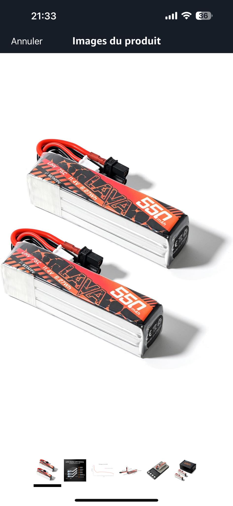BETAFPV 2pcs Lava 550mAh 3S 11.4V LiHV 75C FPV Lipo Battery with XT30 Connector, Rechargeable Lipo Battery for 3S FPV Racing Whoop Drone Quadcopters Like Pavo20 3S Brushless Drone, Pavo Pico Frame