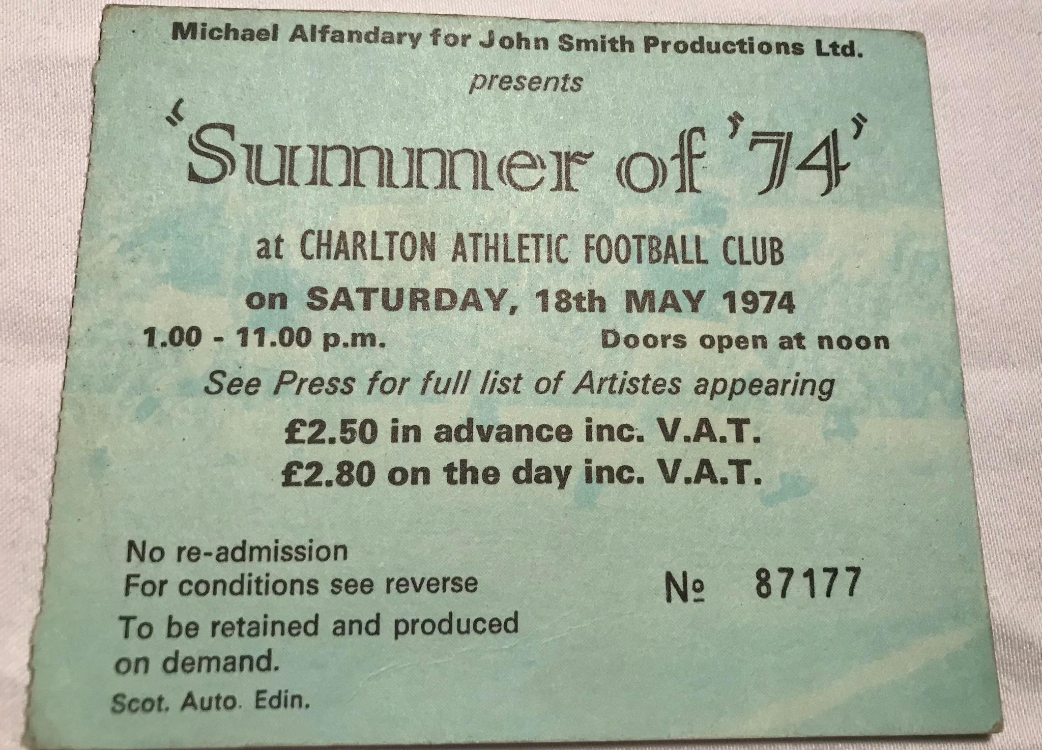 Summer Of 74 - The Who & Friends @ Charlton Athletic FC - 18th May 