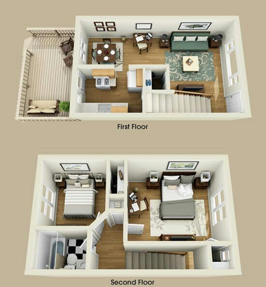 3d Floor Plans 2 Storey House Two Storey House 2 3D Model By