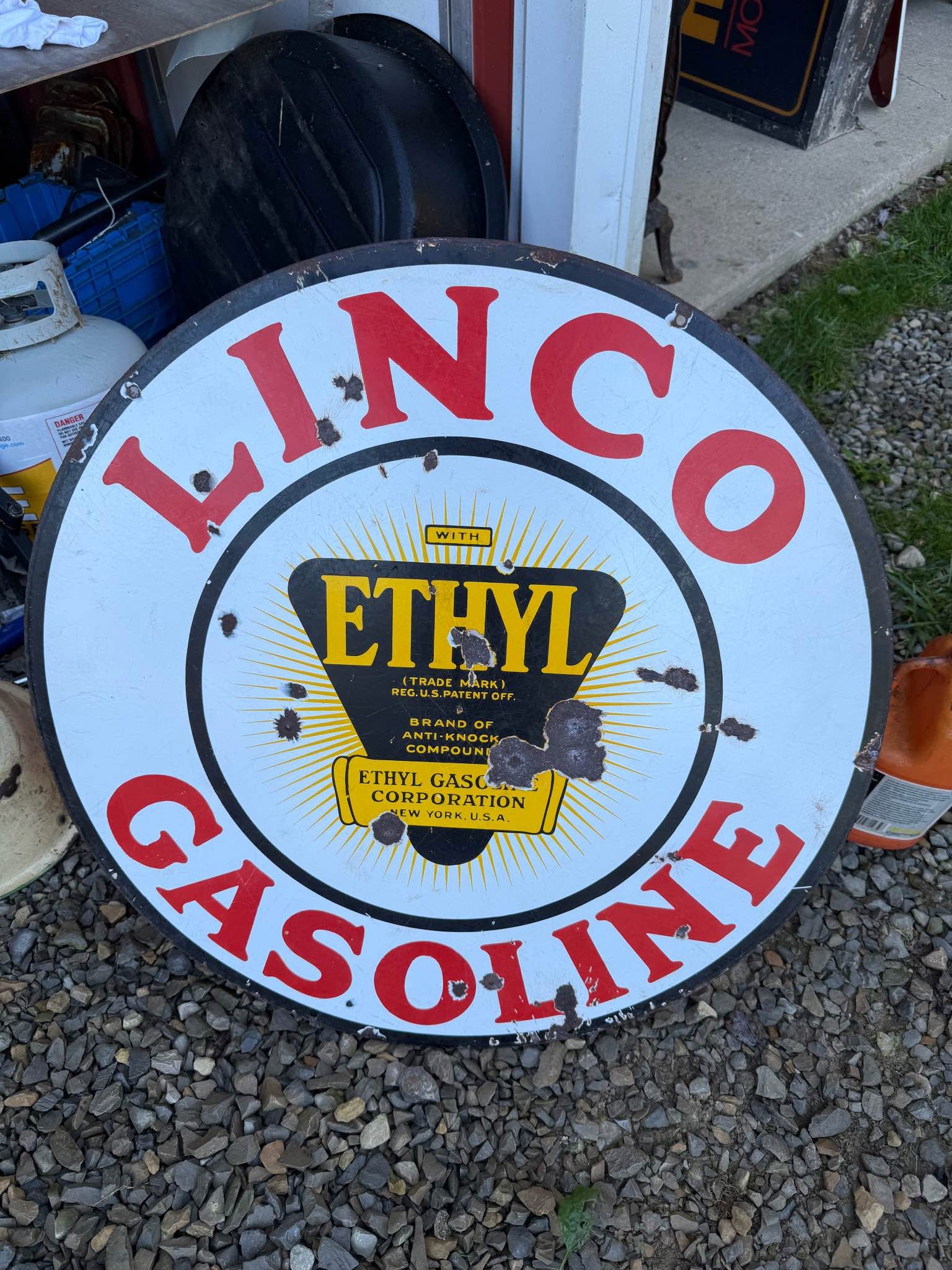 Double sided porcelain 30” Linco Gasoline sign. - Plaques & Signs ...