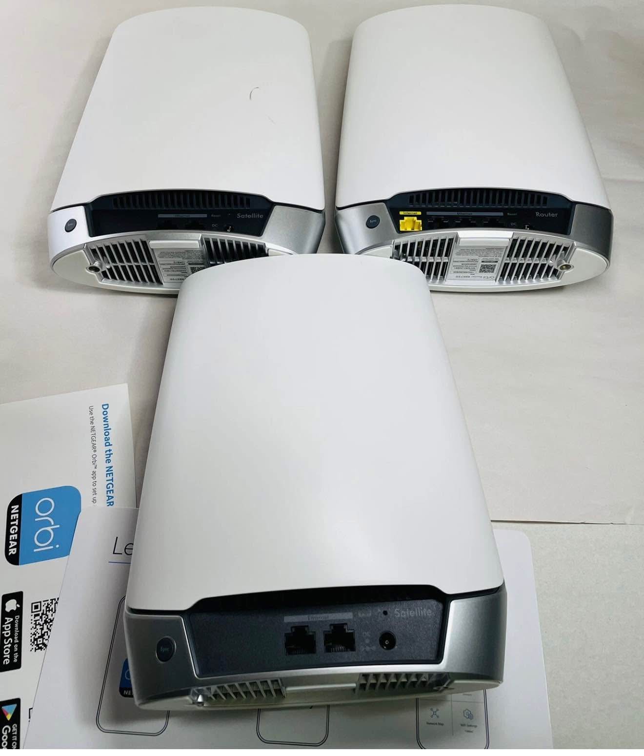 NETGEAR Orbi RBR750 Tri-Band Mesh WiFi 6 AX4200 with 2 RBS750 Extenders ...