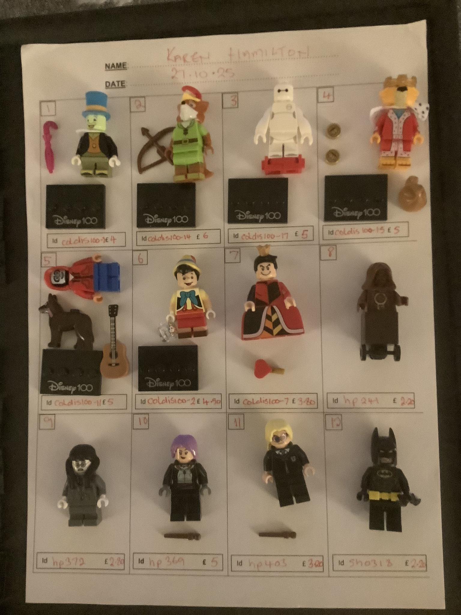 SALES POST Disney 100 minifigures, Pinocchio Dr Facilier × 2