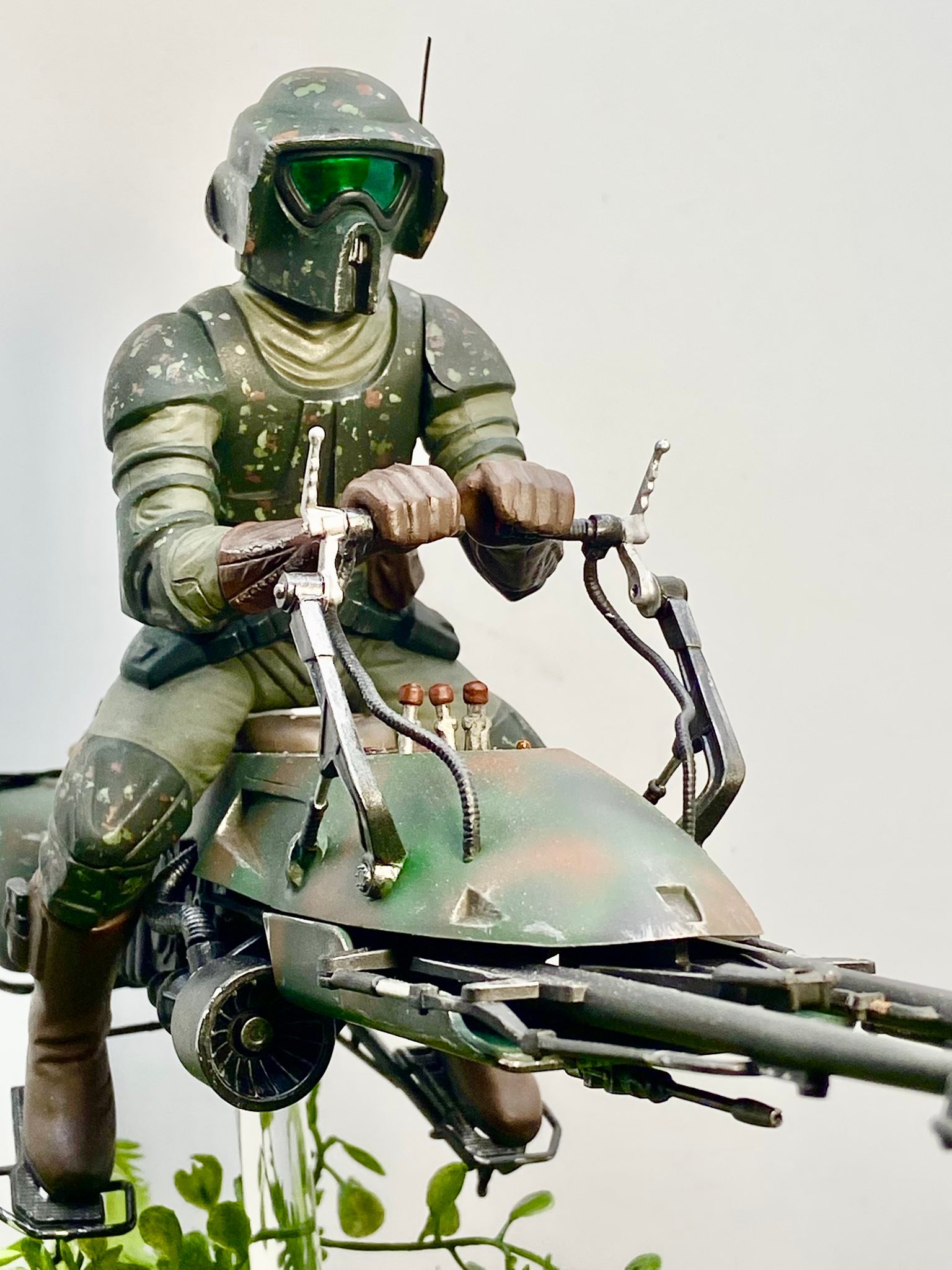 Customized Star Wars speeder bike model from 1983 kit