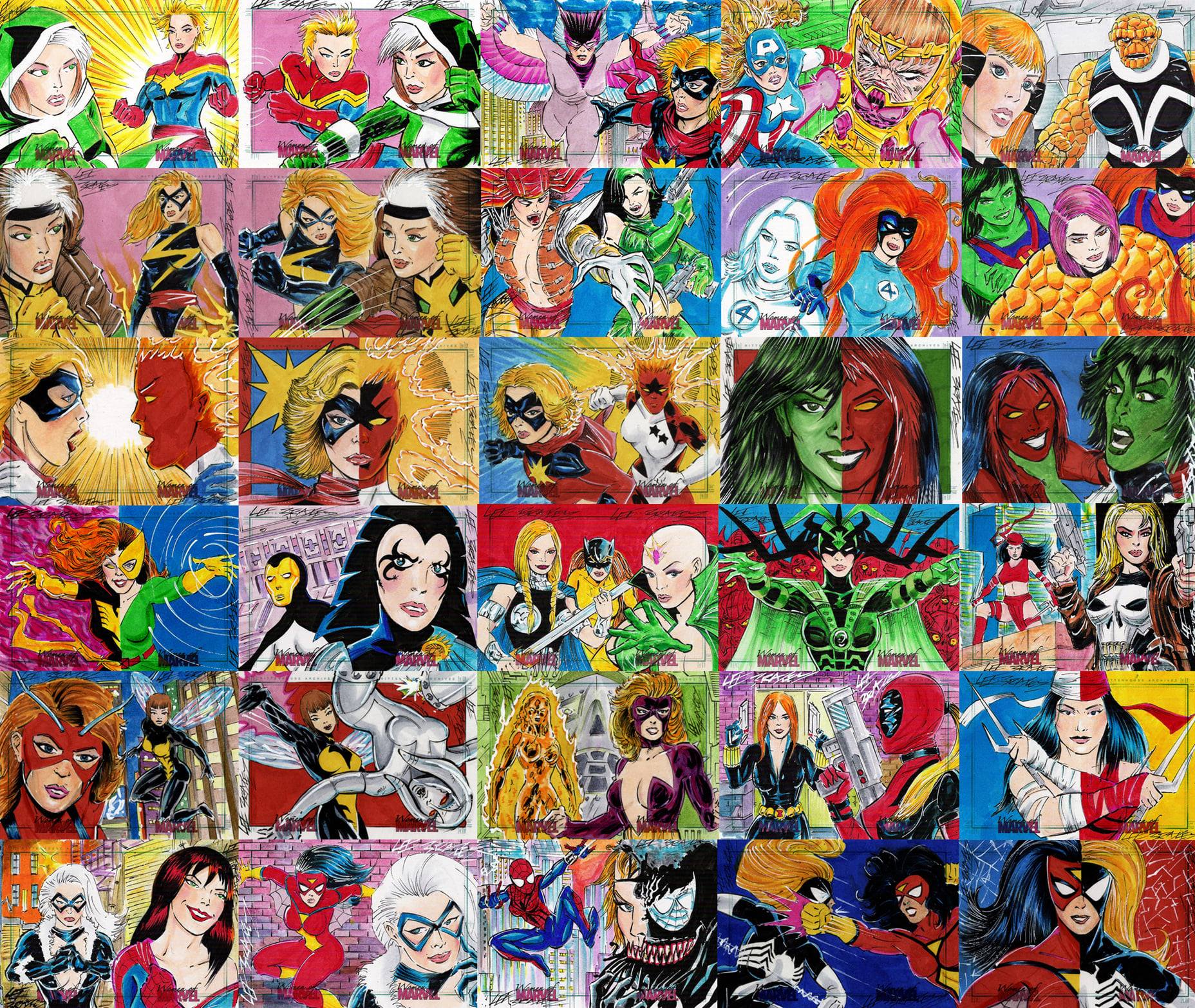 Matriarchs of Marvel sketch cards by Lydi Li