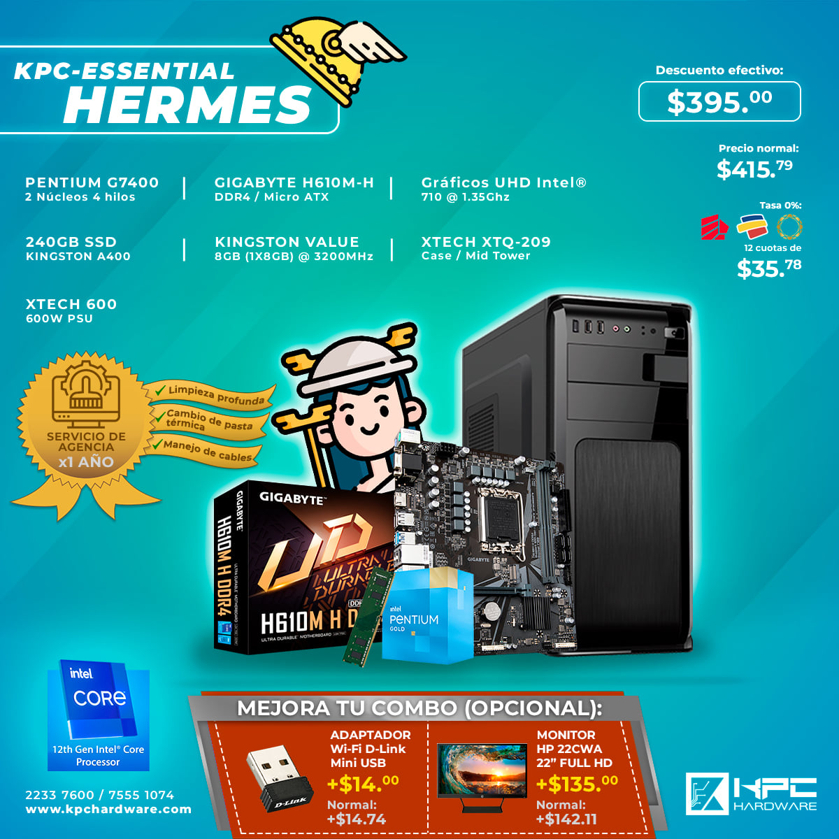 KPC - ️ CASE: CASE XTQ-209 / 600W PSU ️ PLACA BASE: GIGABYTE H610M-H ...