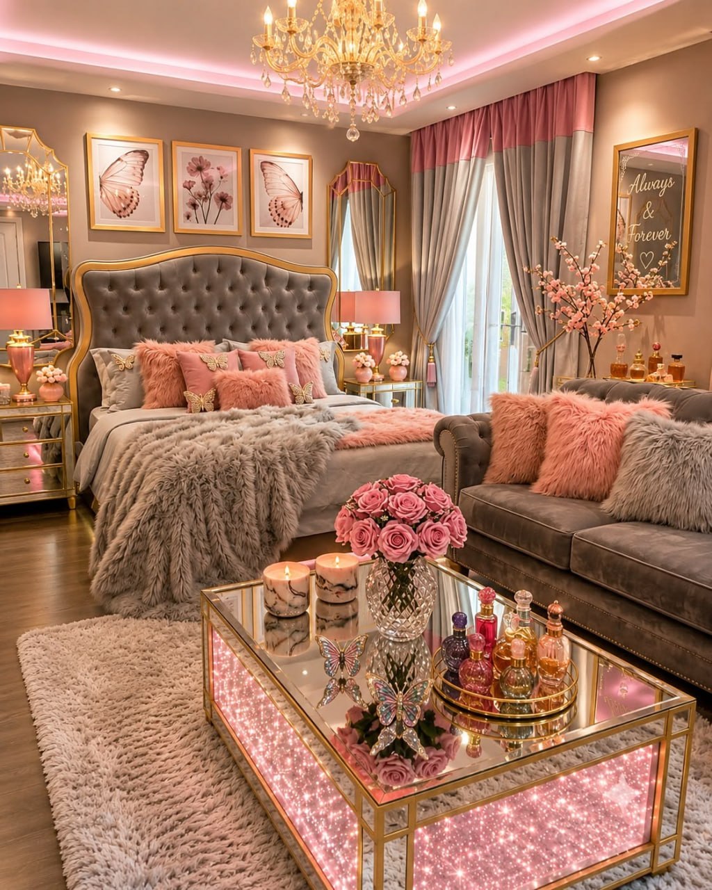 grey and pink dressing room Any blush gray bedroom design ideas? ExcludeFromSearch: false