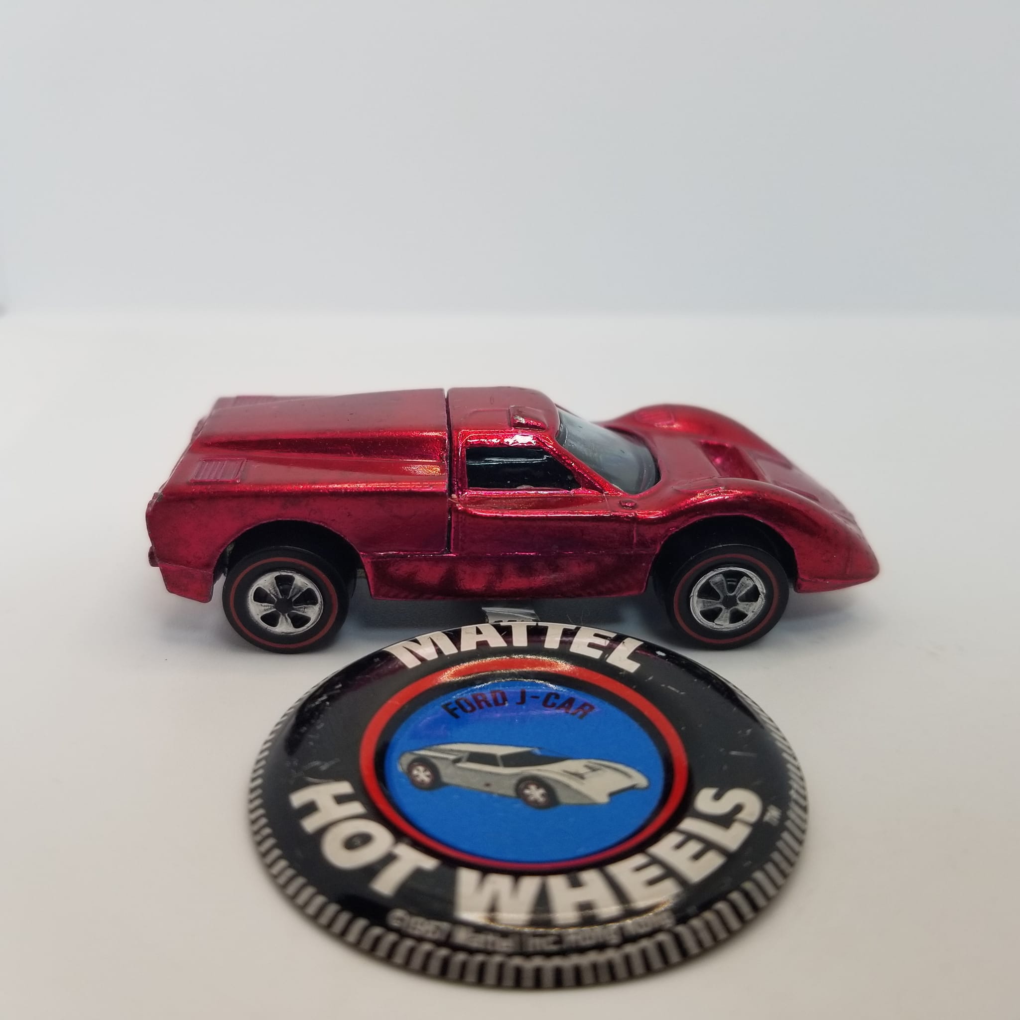 Original 1968 Hot Wheels Redline Ford J Car in Rose Red