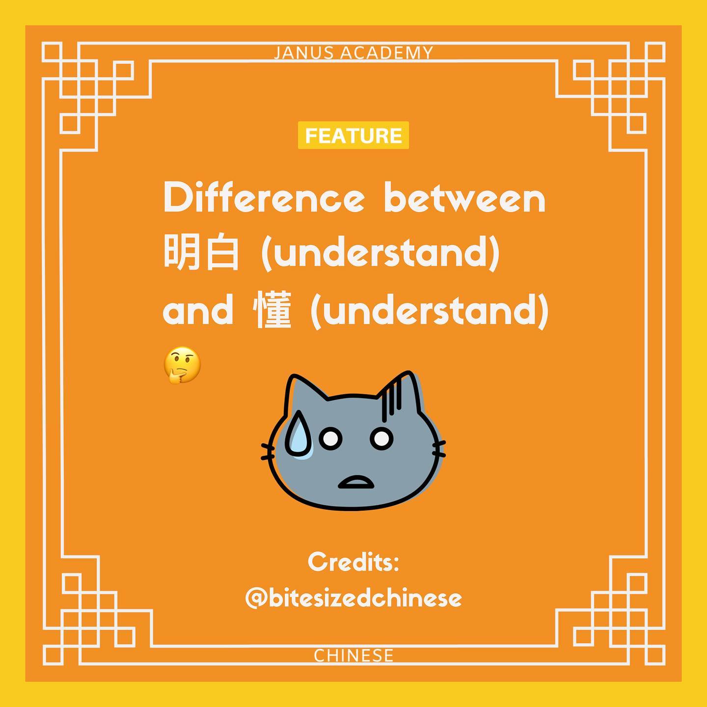 明白 = understand， 懂 = understand，... - Janus Academy Singapore