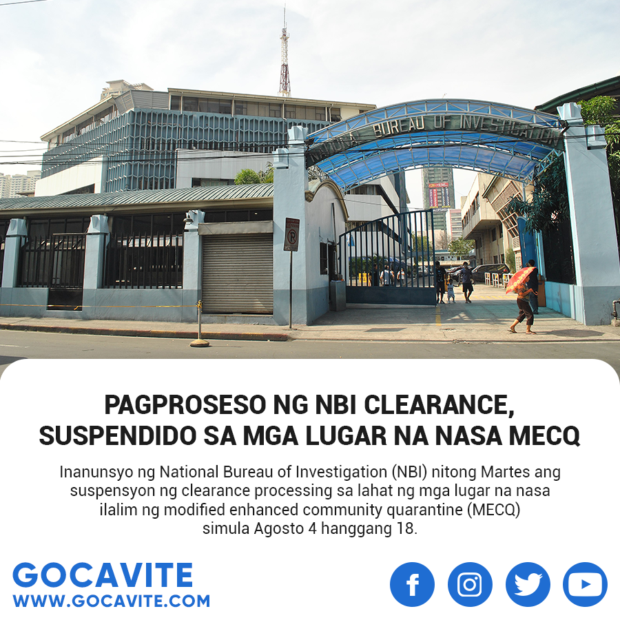 GO Cavite - Inanunsyo ng National Bureau of Investigation (NBI) nitong ...