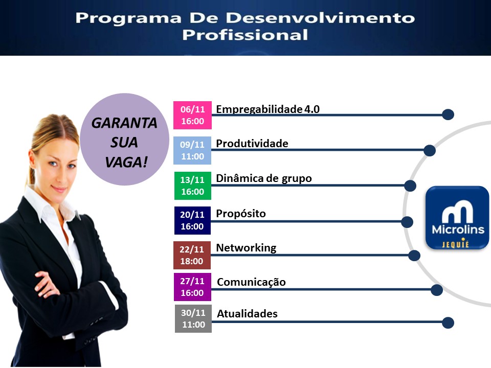 Calendário de Palestras e Workshops do... - Microlins Jequié | Facebook