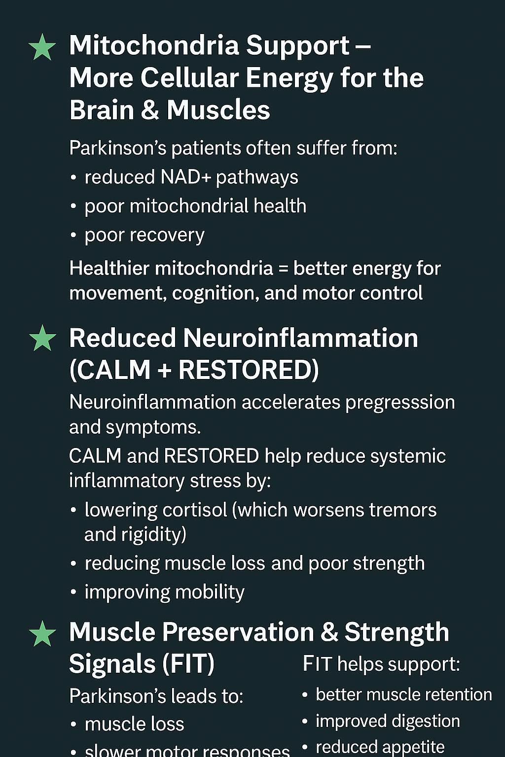 What kinds of peptides help with Parkinson's?