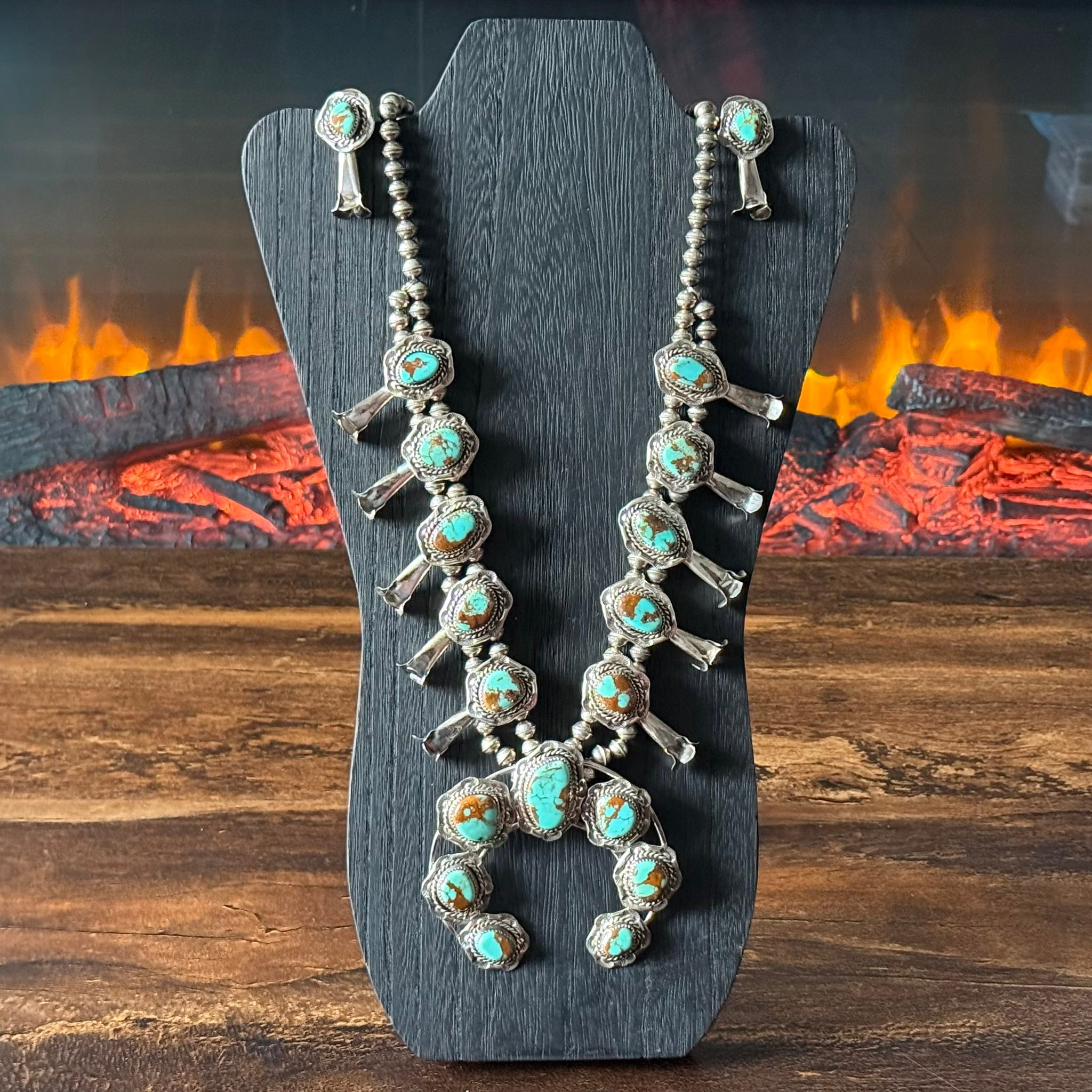 What is the value of a Bobby Etsitty turquoise squash necklace?