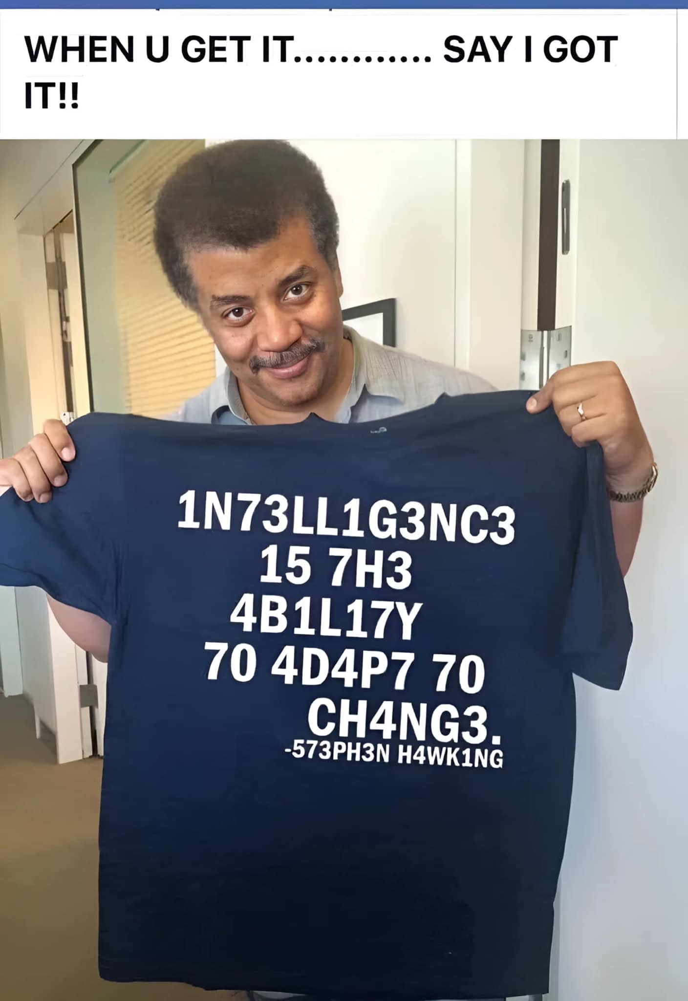 FerociTees 'Intelligence Is The Ability To Adapt To Change' Men's T-Shirt - Hawking Quote Design