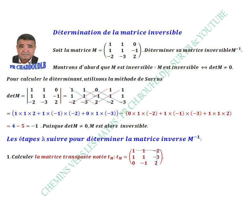 La recherche d'une matrice inversible - Chemins vers les maths