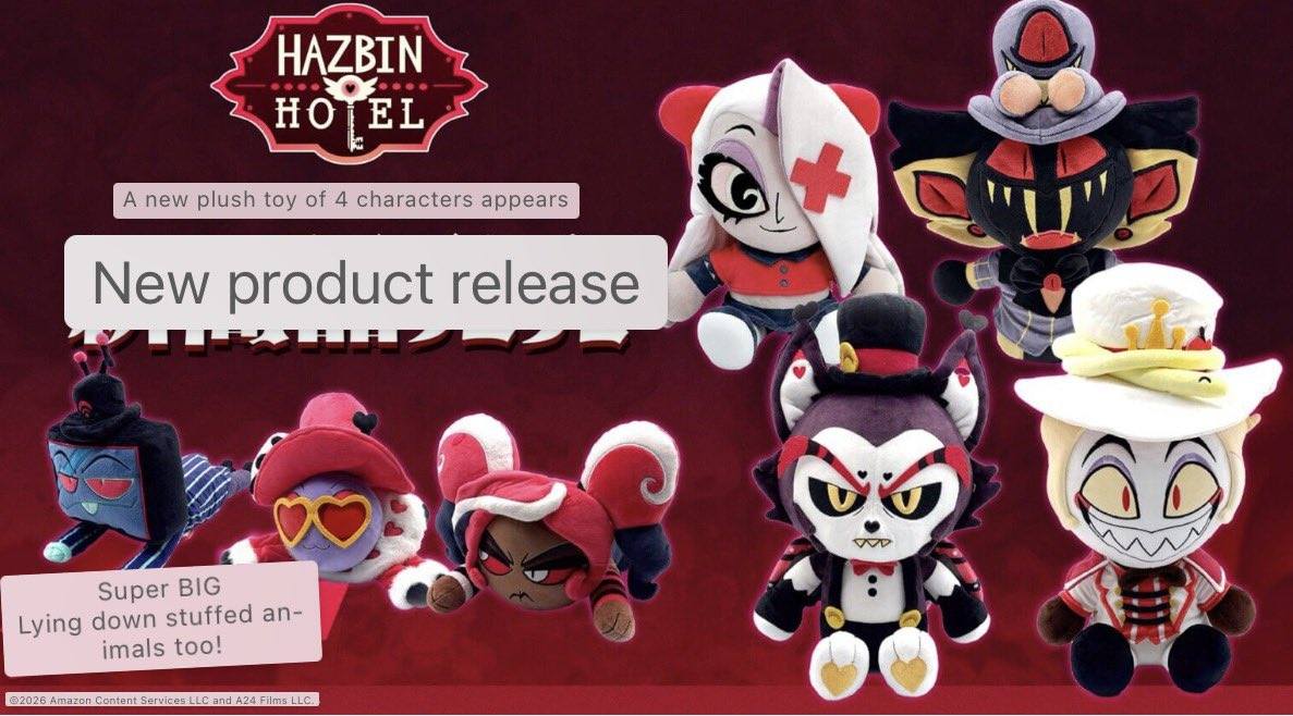 Hazbin Hotel plush toys and pillows release in Japan