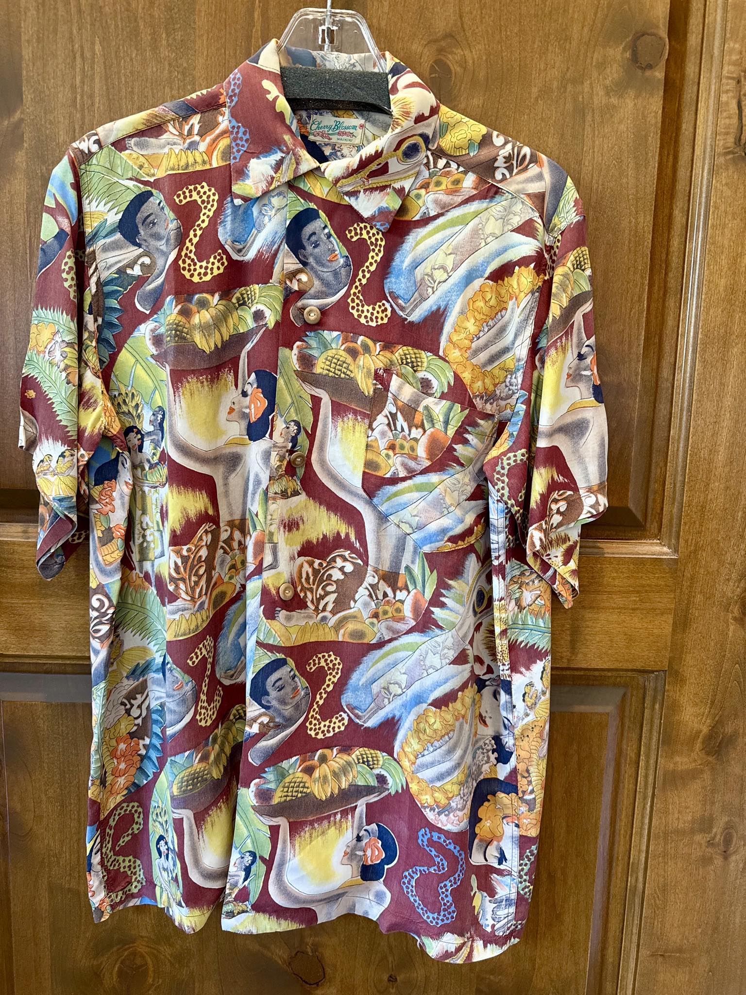 Vintage 1960s Matson Lines Hawaiian shirt with Frank McIntosh artwork