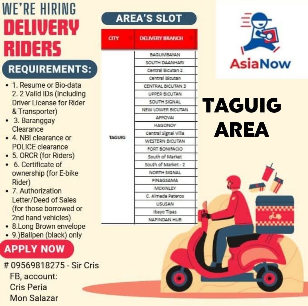 HIRING DELIVERY RIDERS | 📣Urgent Hiring For Delivery Rider(Motor/E-Bike ...