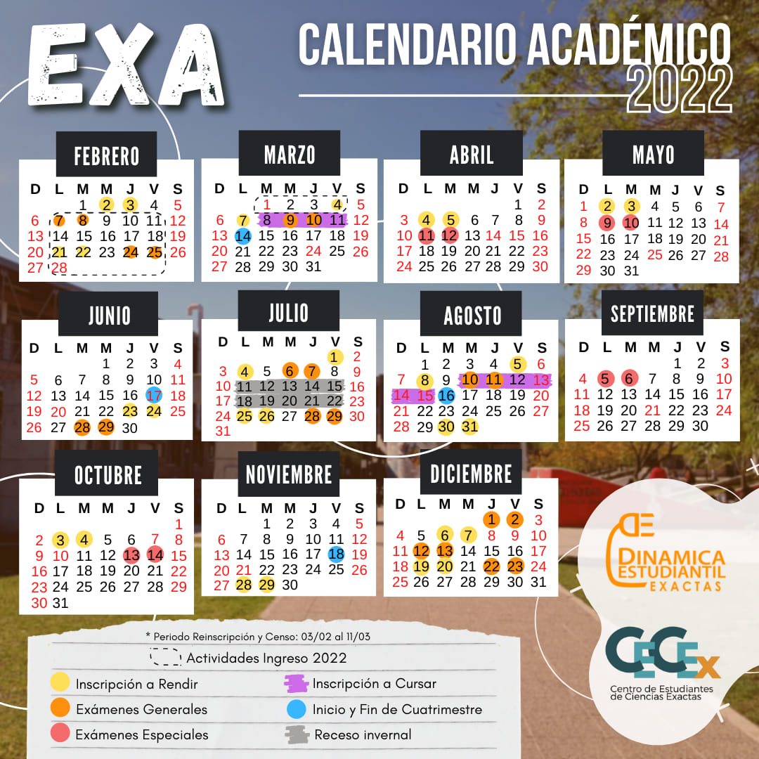¡CALENDARIO ACADÉMICO 2022!... - Dinámica Estudiantil Exactas | Facebook
