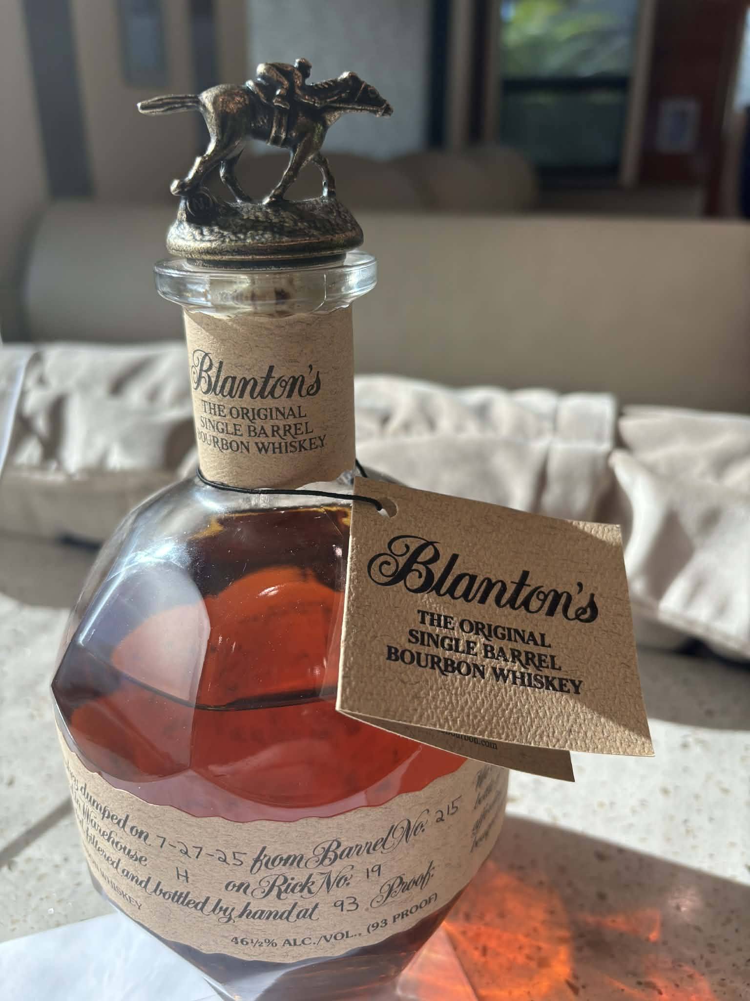 Finding Blantons bourbon with 2/20/26 dump date for son's birthday